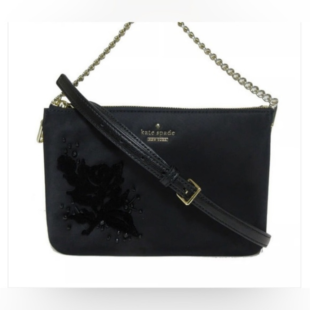 NWT Rare KATE SPADE NEW YORK MADELYNE Down Place Embellished Crossbody Bag Black